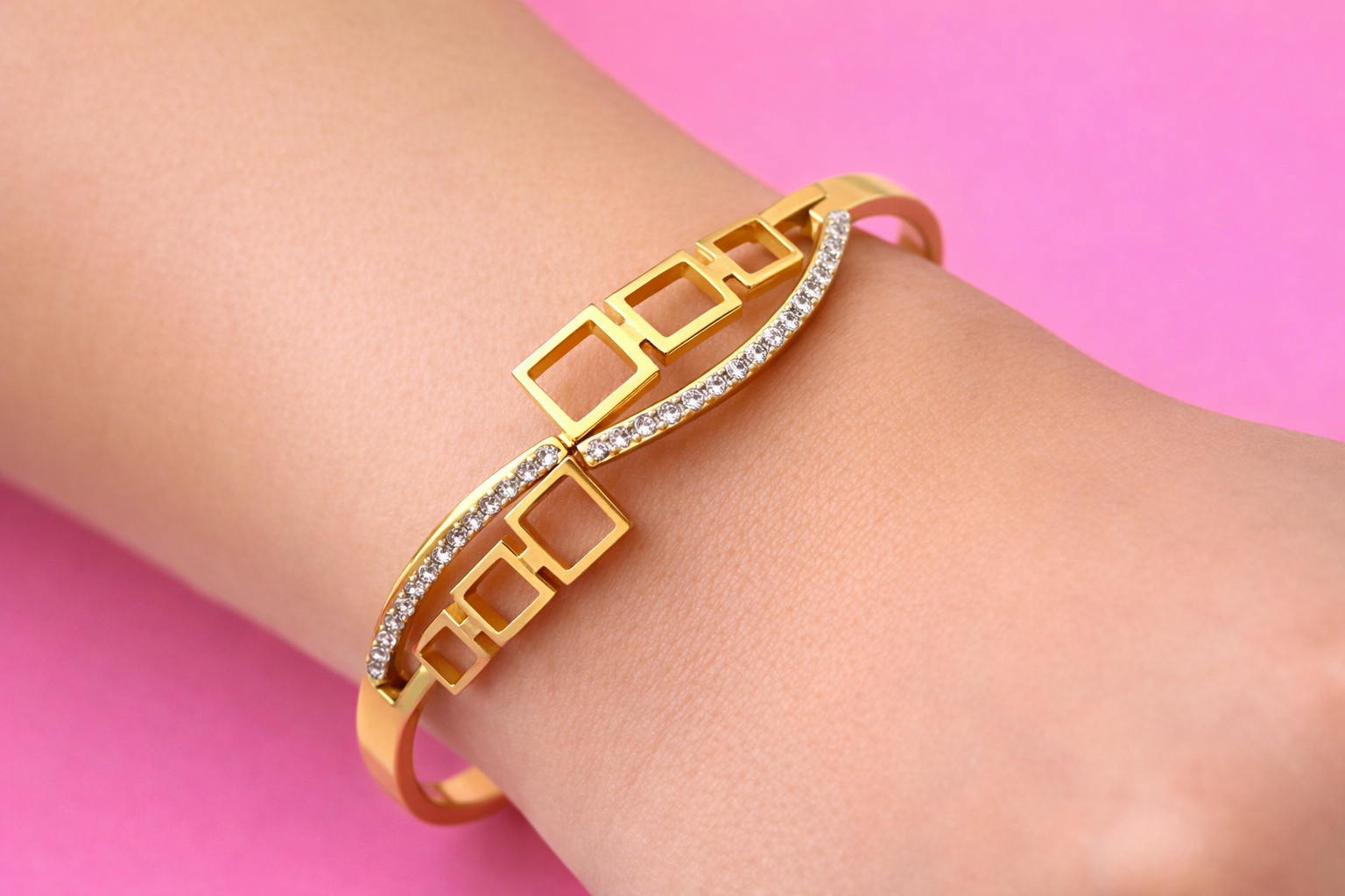 Aurora Geometric Gold Bangle