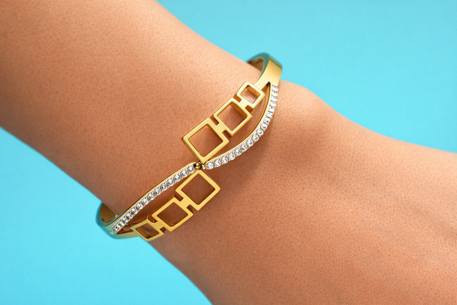 Aurora Geometric Gold Bangle