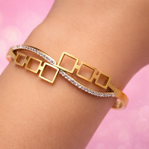 Aurora Geometric Gold Bangle