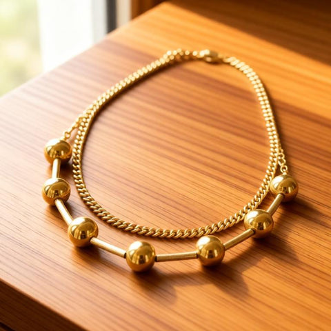 Golden Bead Harmony Necklace