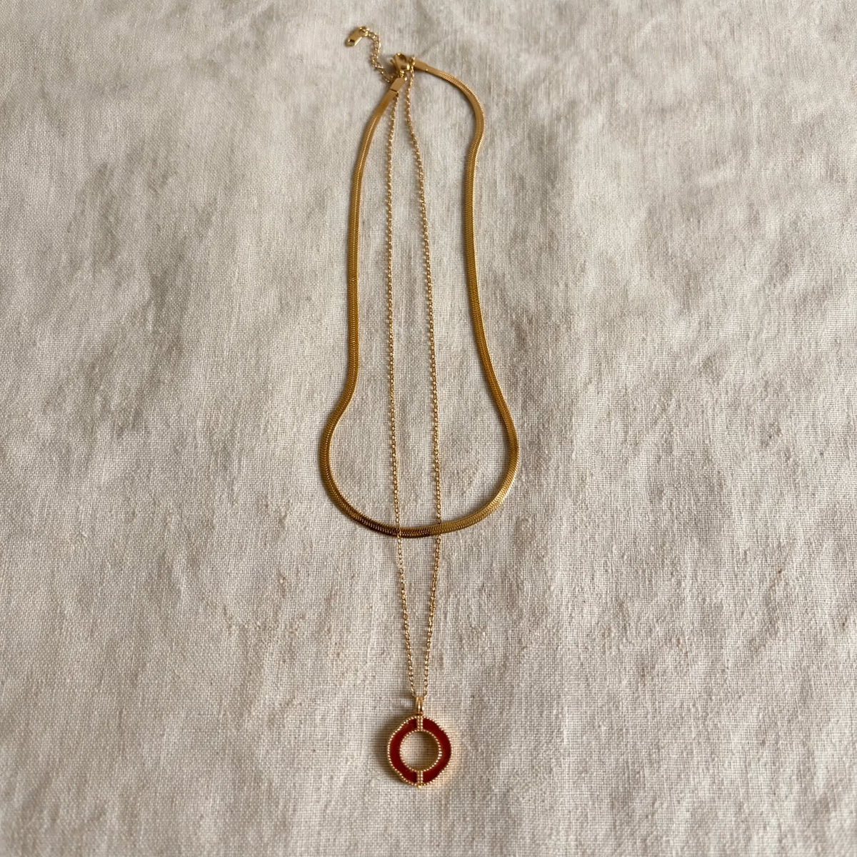 Scarlet Halo Layered Red Pendant Necklace
