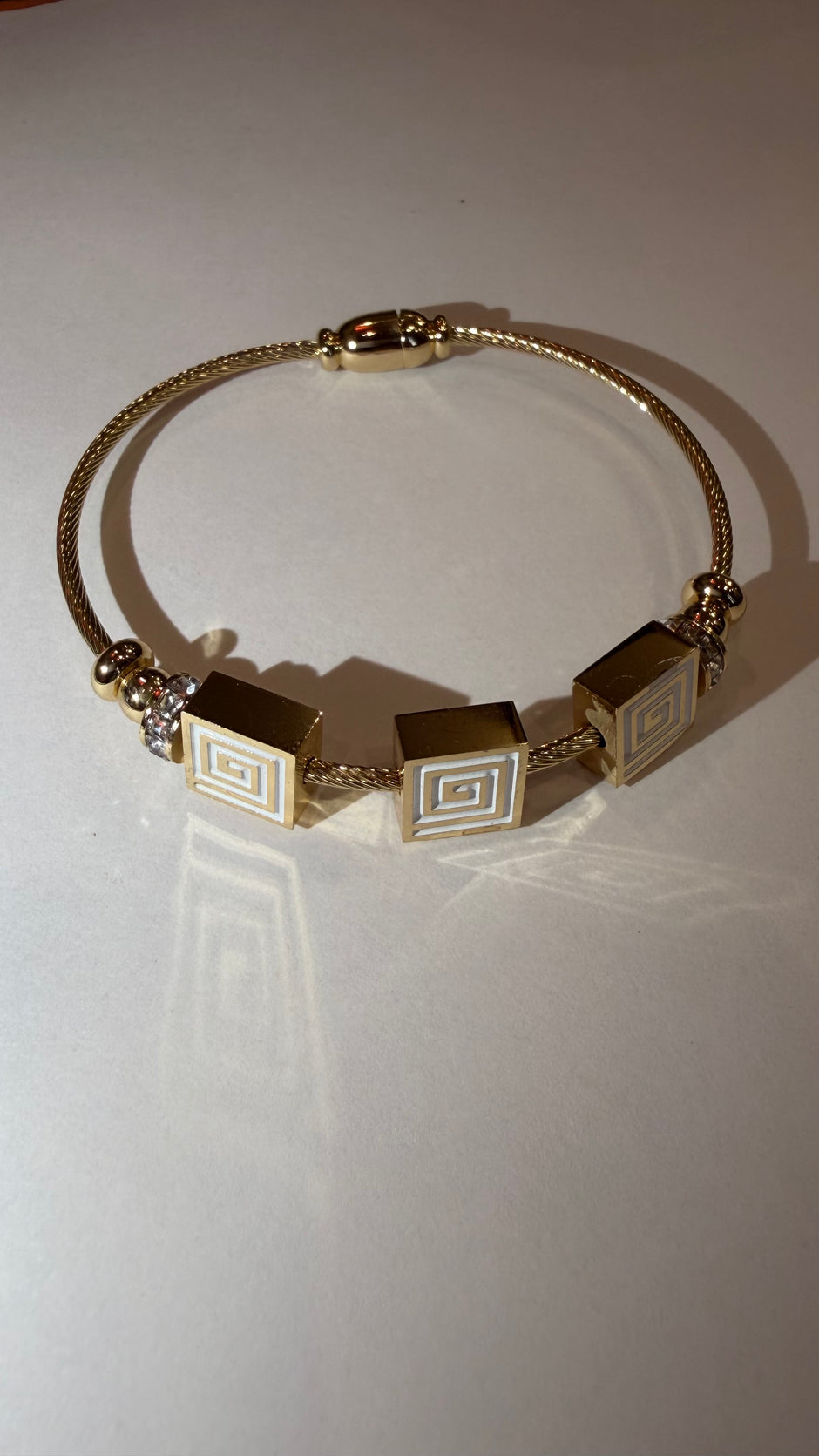 Elysian Greek Key Gold Bangle