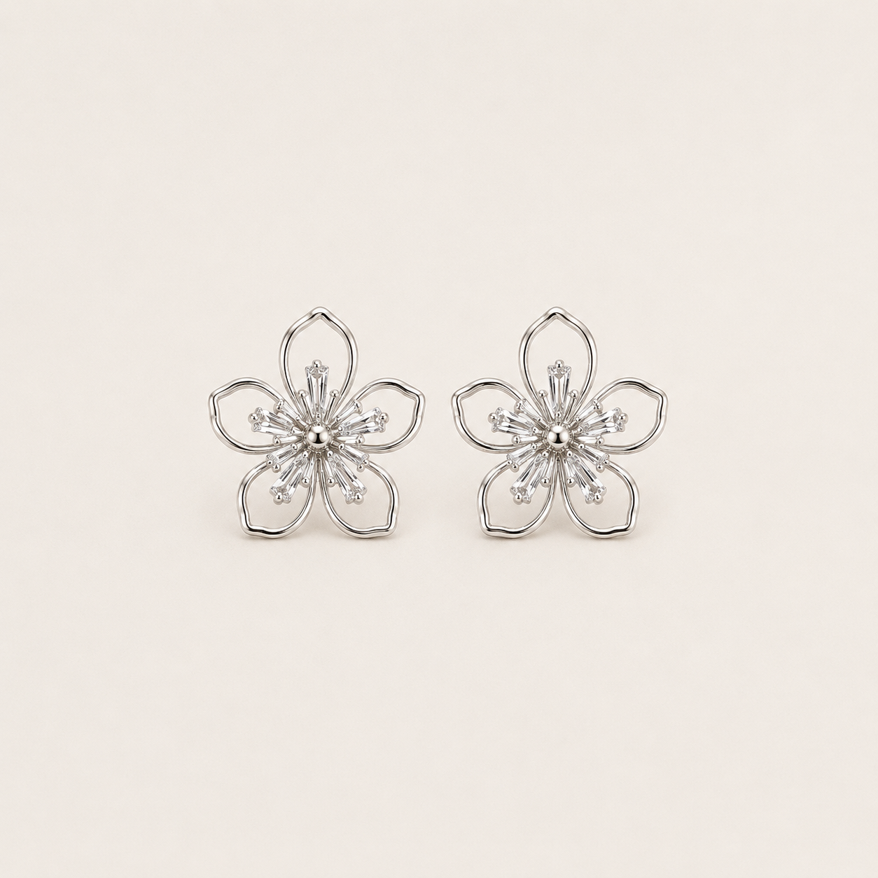 Clip-On Floral Drop Studs