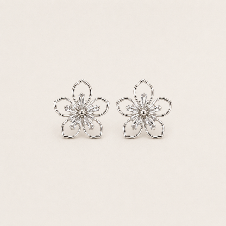 Clip-On Floral Drop Studs