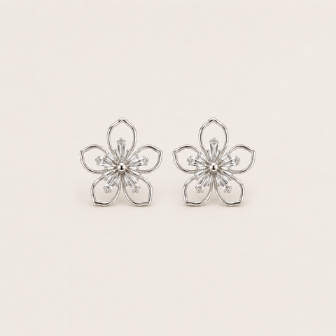 Clip-On Floral Drop Studs