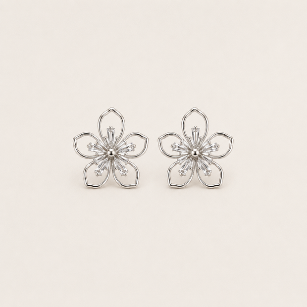 Clip-On Floral Drop Studs