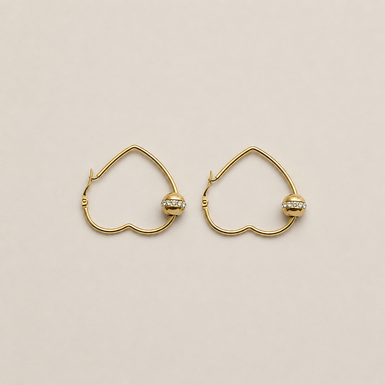 Heart Shaped Hoops With Pave Crystal Accents