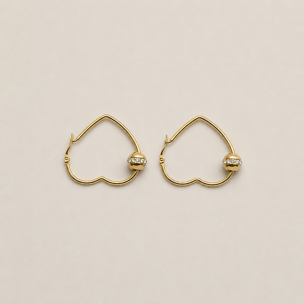 Heart Shaped Hoops With Pave Crystal Accents