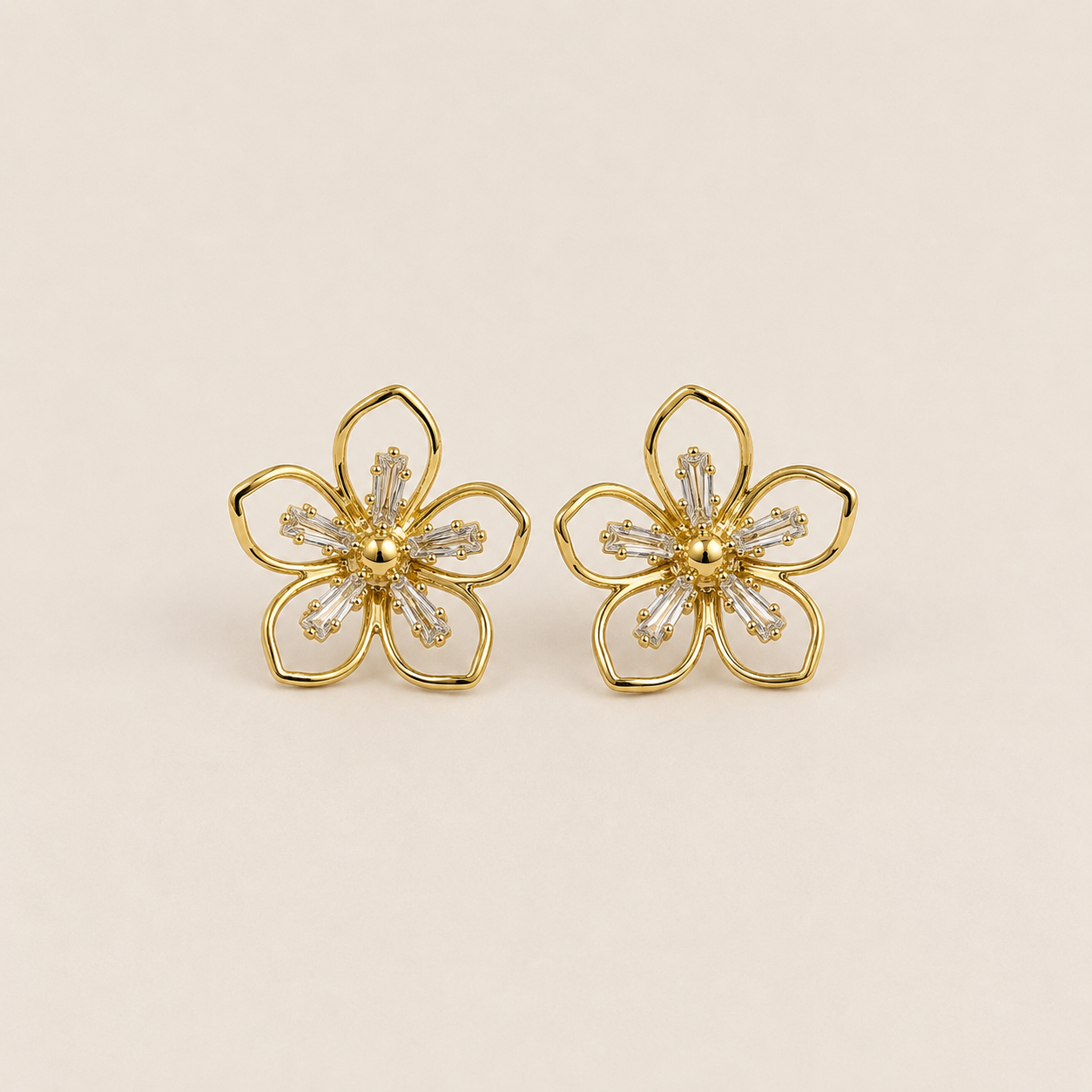 Clip-On Floral Drop Studs