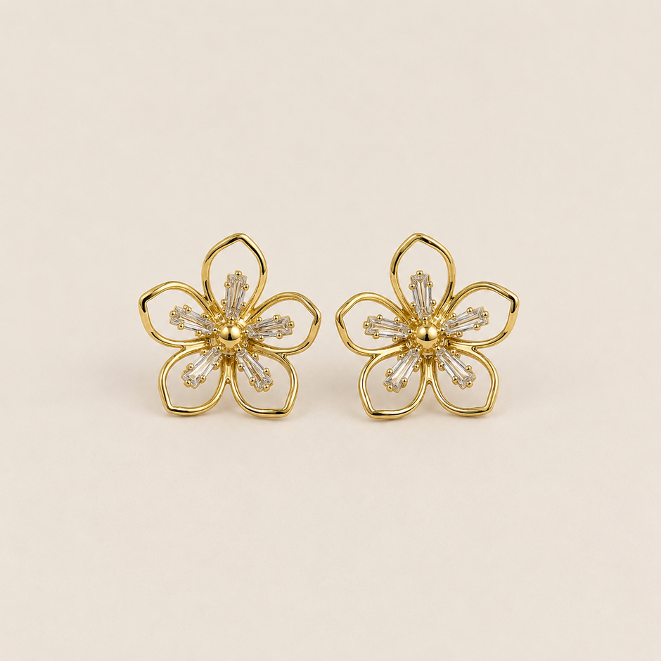 Clip-On Floral Drop Studs