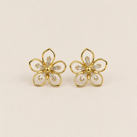 Clip-On Floral Drop Studs