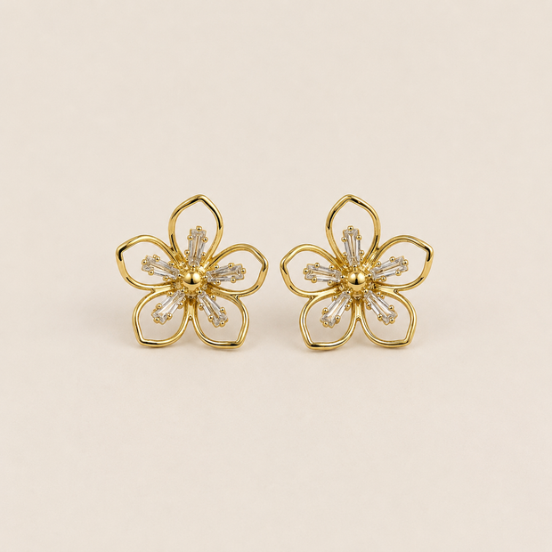 Clip-On Floral Drop Studs
