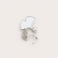 Silver Ginkgo Leaf with Pearl Brooch