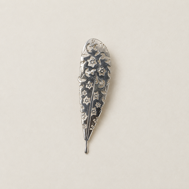 Silver Star & Floral Feather Brooch