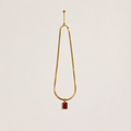 Herringbone Chain Necklace with Red Pendant
