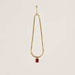 Herringbone Chain Necklace with Red Pendant