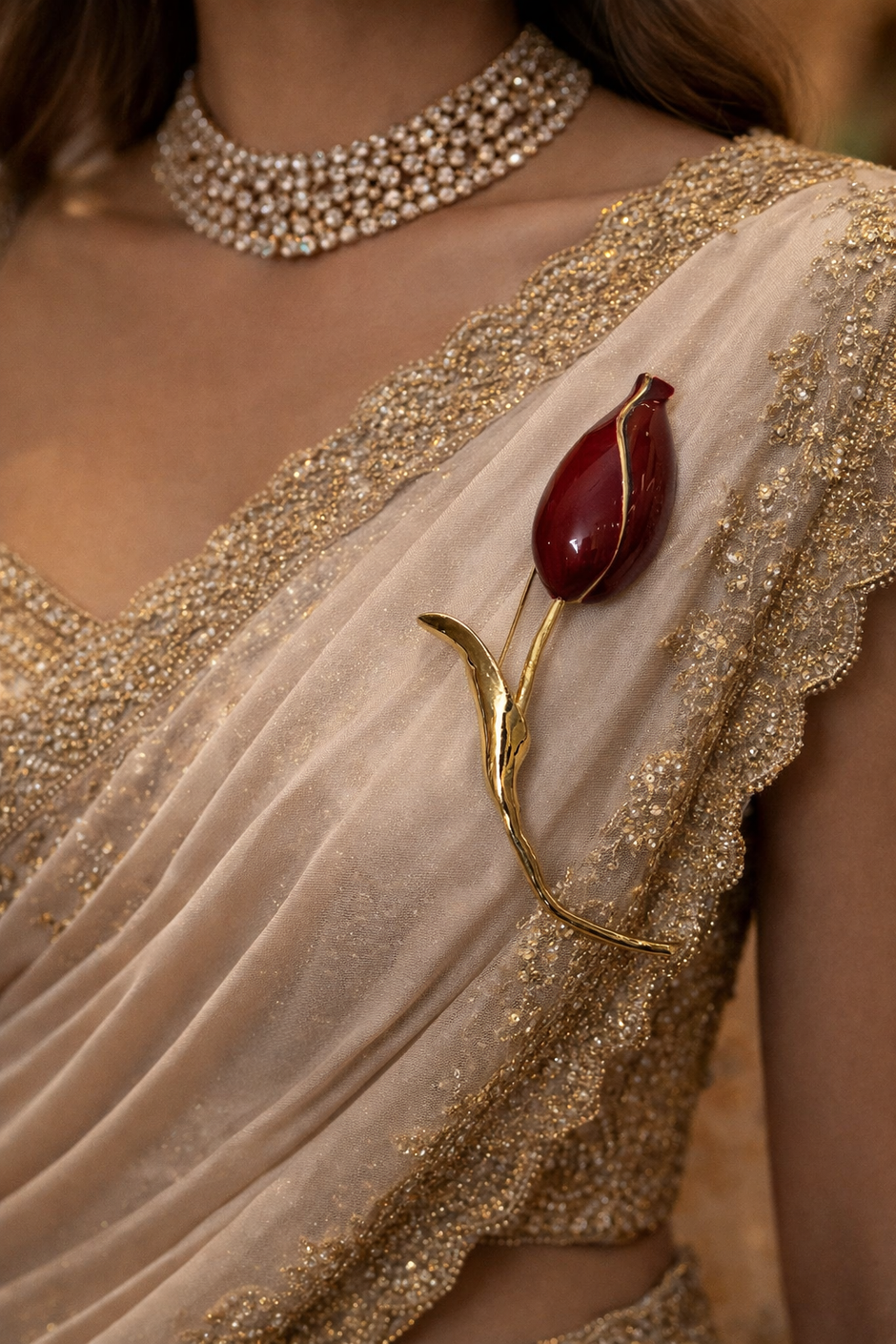 Crimson Grace Tulip Brooch