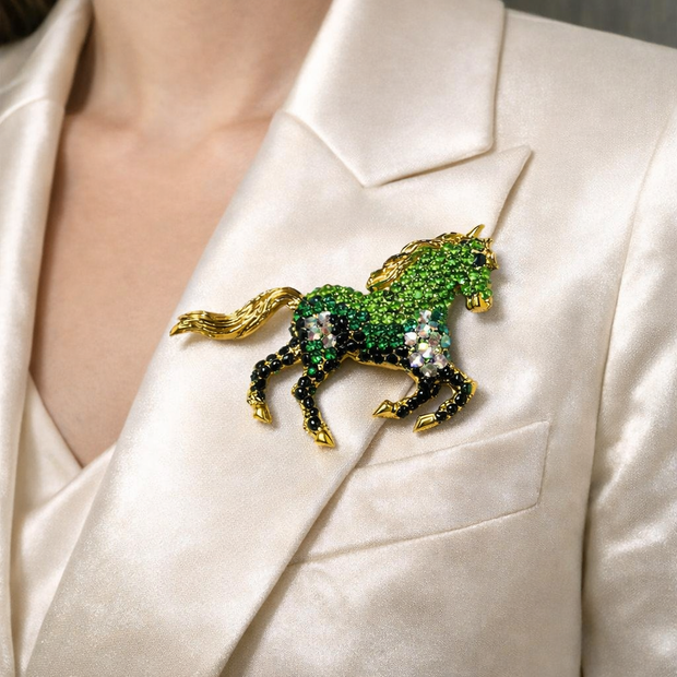 Emerald Stallion Brooch