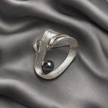 Silver Wire Heart with Pearl Brooch