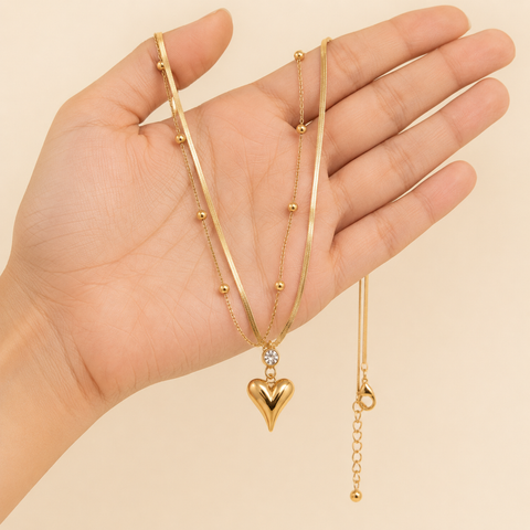Aurielle Double Layer Heart Necklace