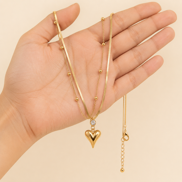 Aurielle Double Layer Heart Necklace