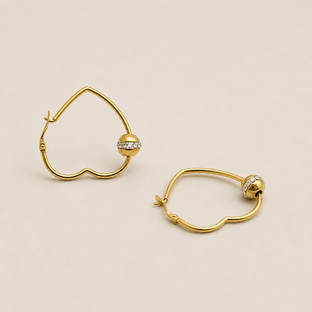 Heart Shaped Hoops With Pave Crystal Accents