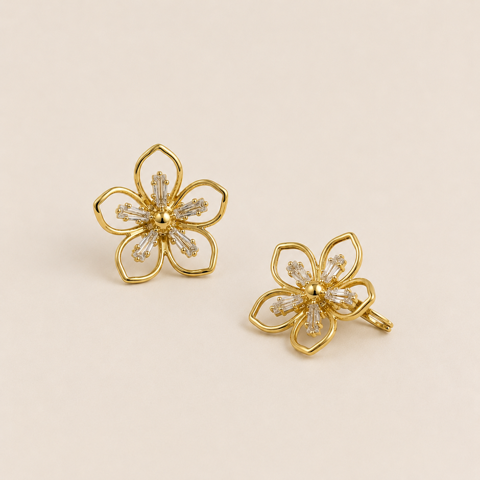Clip-On Floral Drop Studs