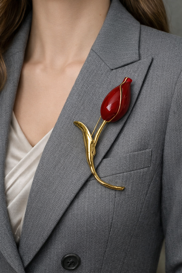 Crimson Grace Tulip Brooch
