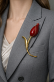 Crimson Grace Tulip Brooch