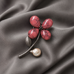 Pink Stone Flower with Pearl Brooch
