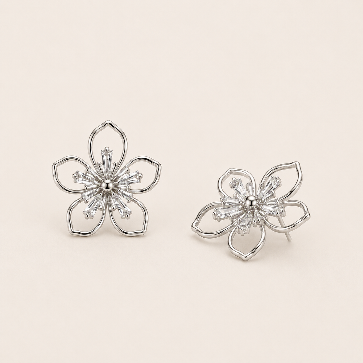 Clip-On Floral Drop Studs