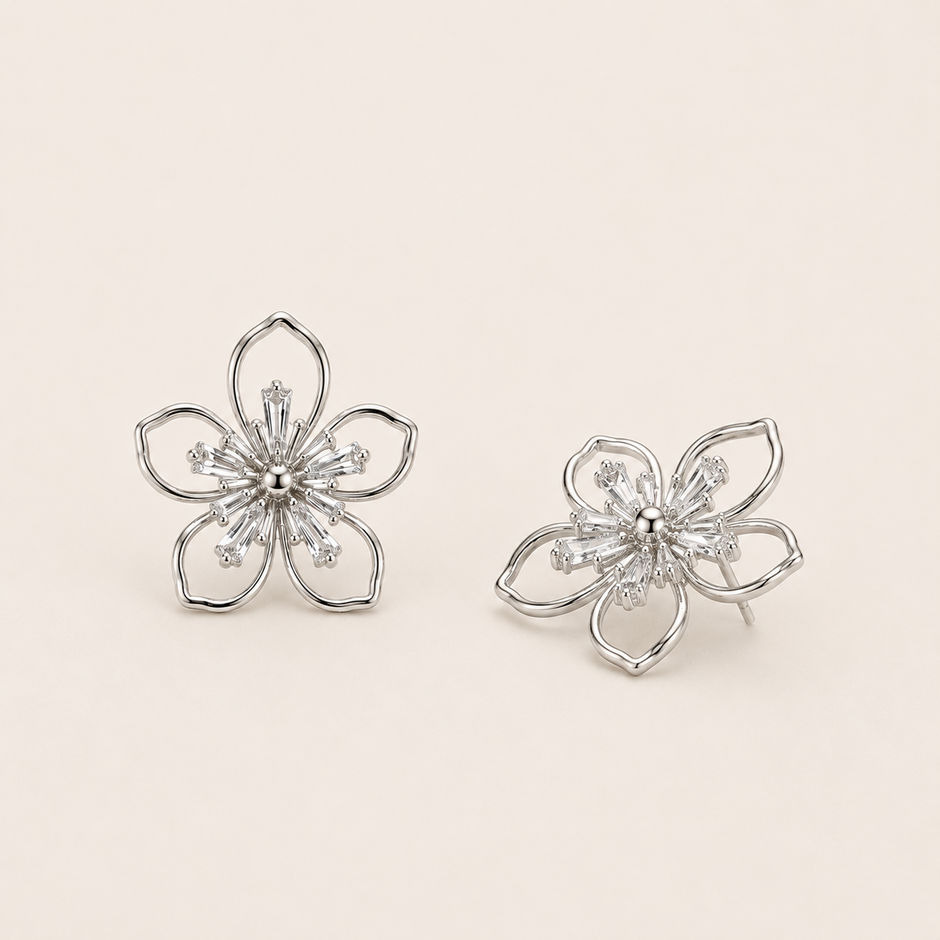 Clip-On Floral Drop Studs