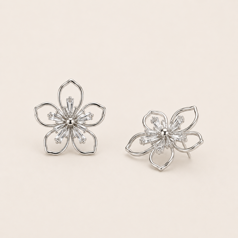 Clip-On Floral Drop Studs