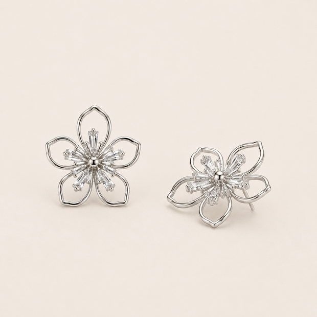Clip-On Floral Drop Studs