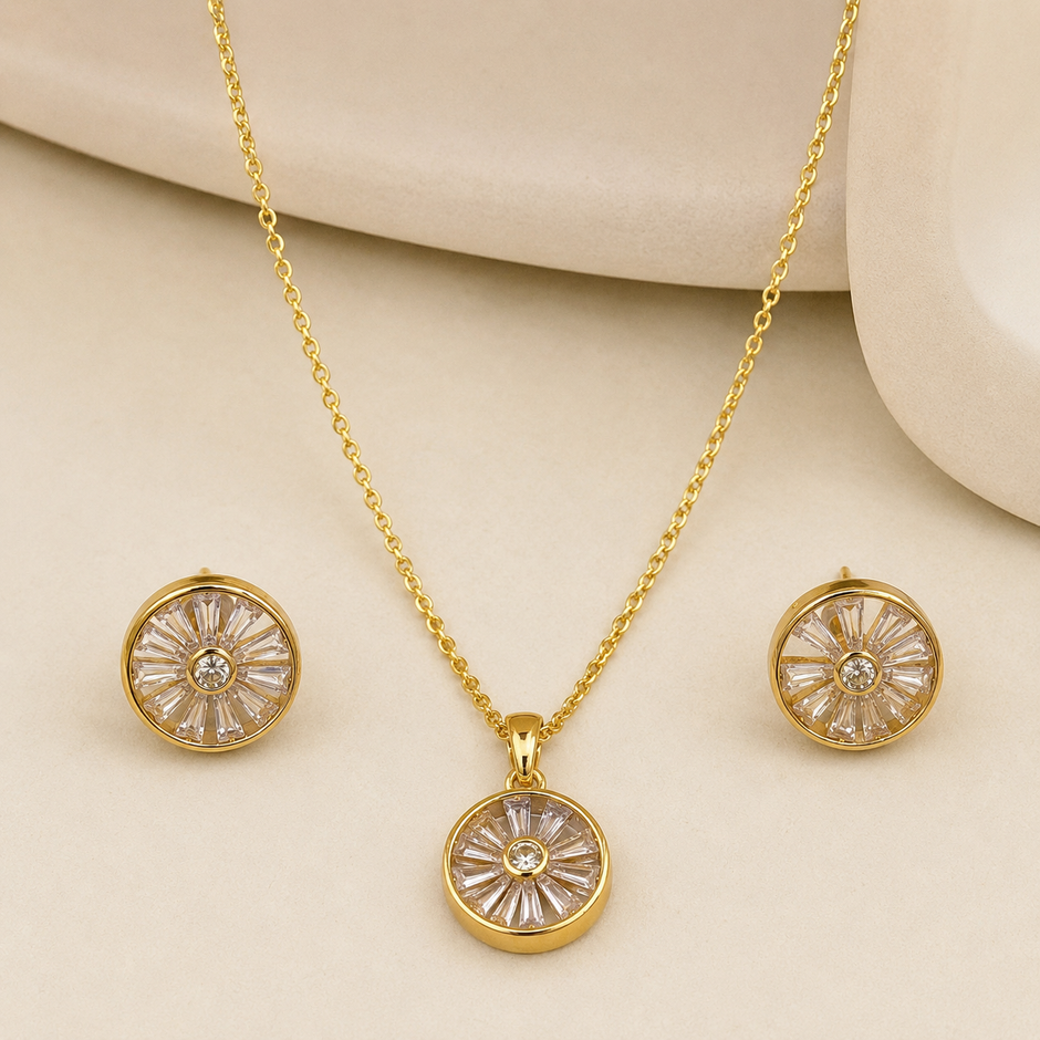 Glow Crystal Pendant and Earrings Set