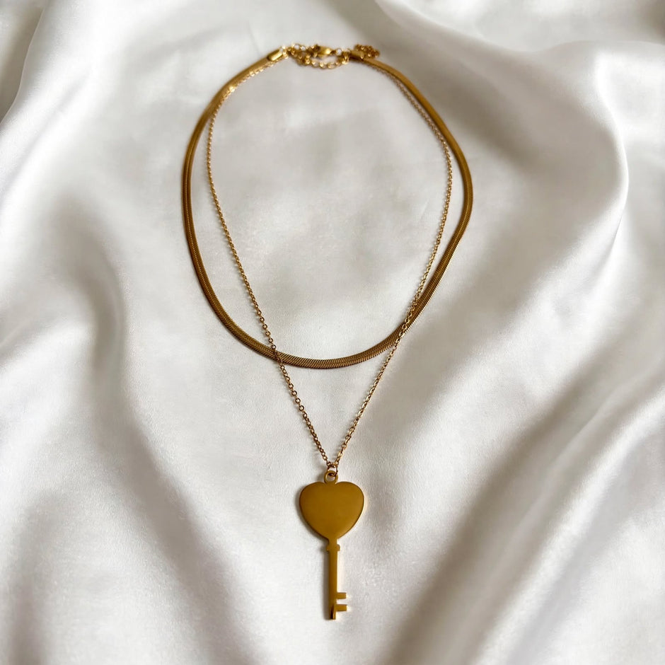 Key to My Heart Layered Pendant Necklace