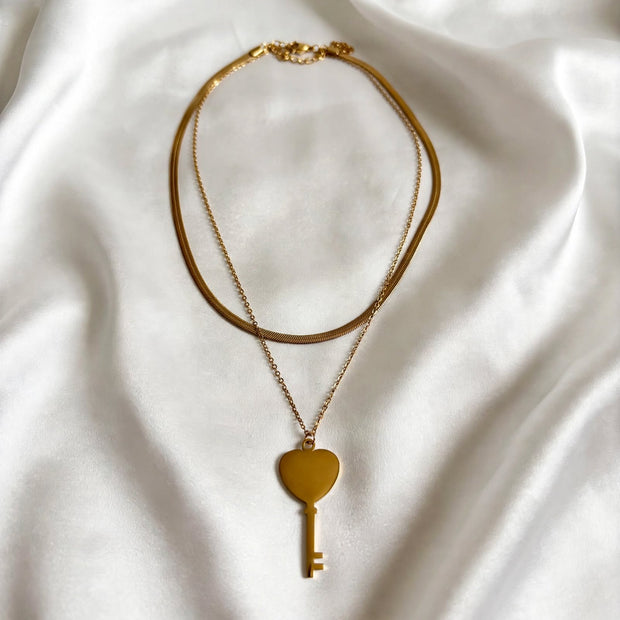 Key to My Heart Layered Pendant Necklace