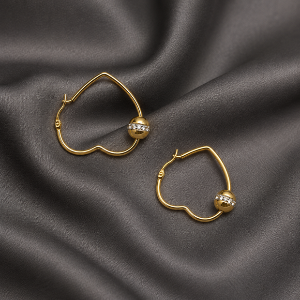 Heart Shaped Hoops With Pave Crystal Accents