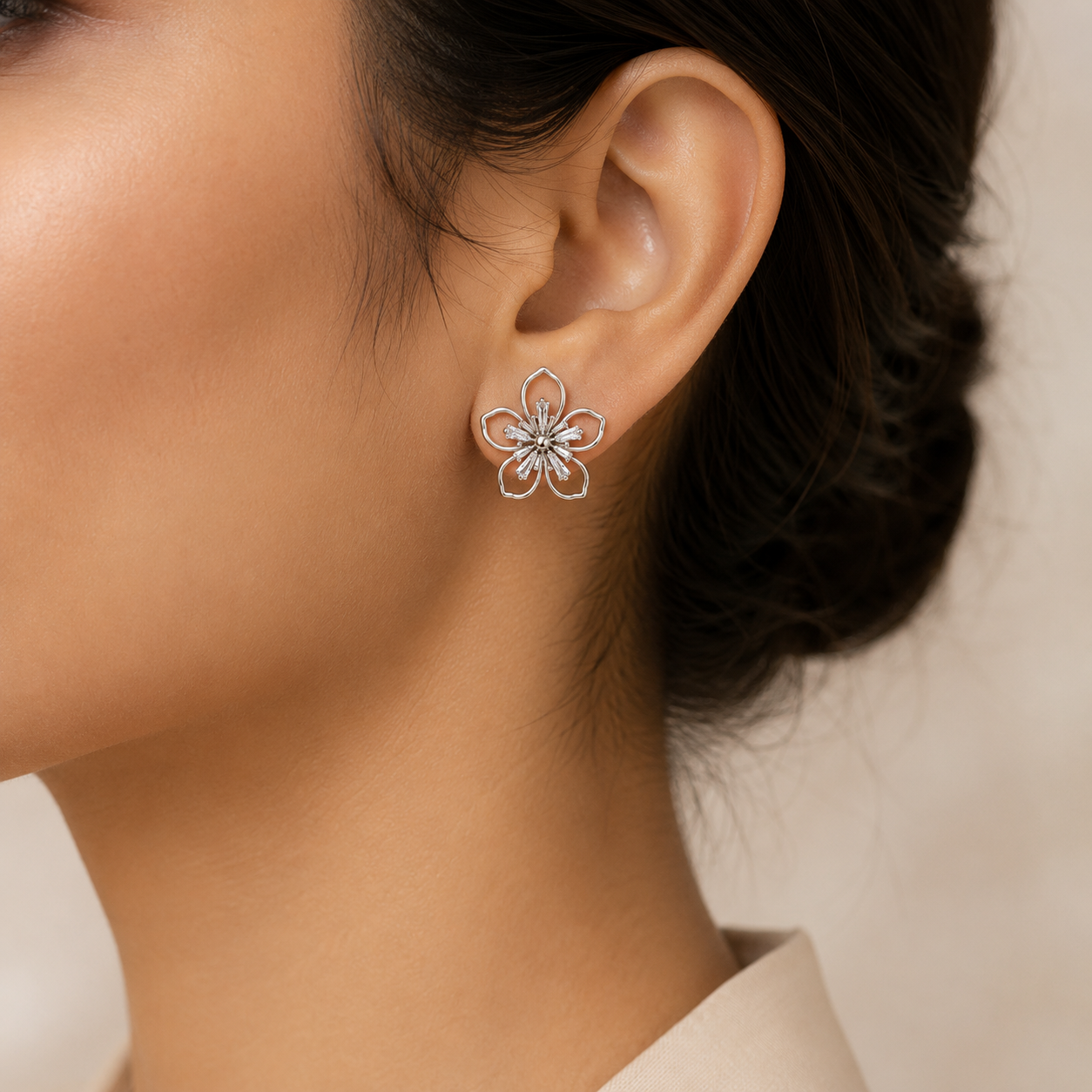 Clip-On Floral Drop Studs