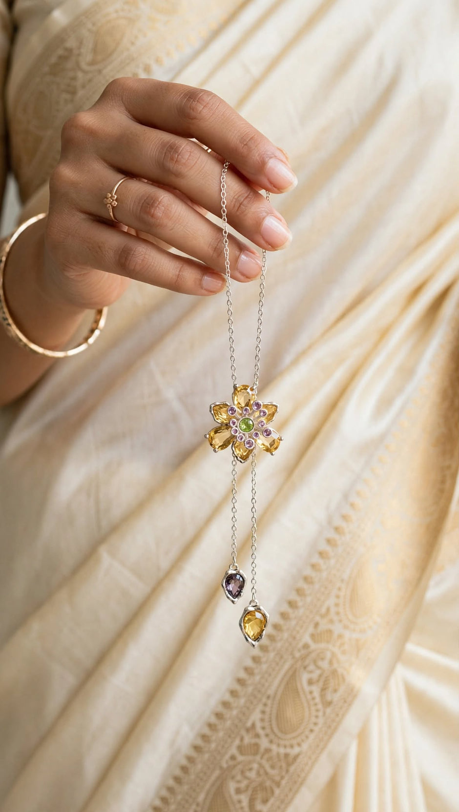 Zevrra Luminary Floral Drop Chain