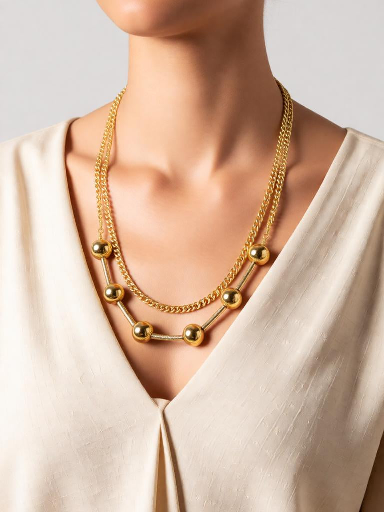 Golden Bead Harmony Necklace
