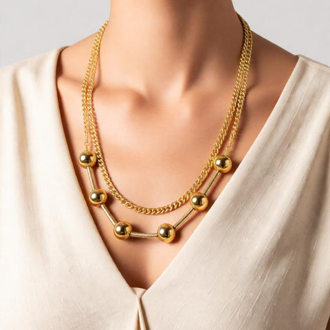 Golden Bead Harmony Necklace
