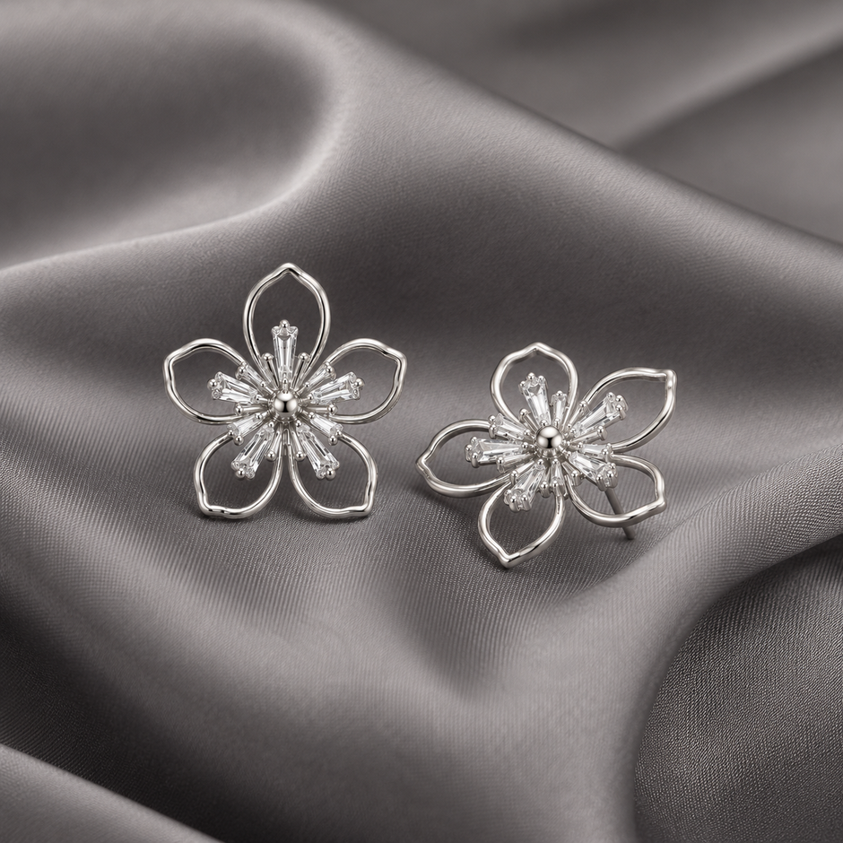 Clip-On Floral Drop Studs