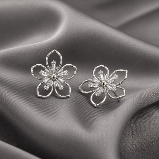 Clip-On Floral Drop Studs