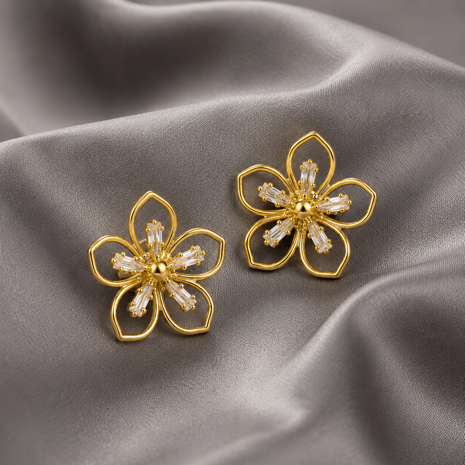 Clip-On Floral Drop Studs