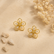 Clip-On Floral Drop Studs