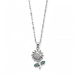 Sunflower Emerald-Leaf Pendant Necklace