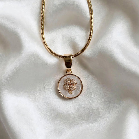 Celestial Four-Leaf Clover Coin Necklace