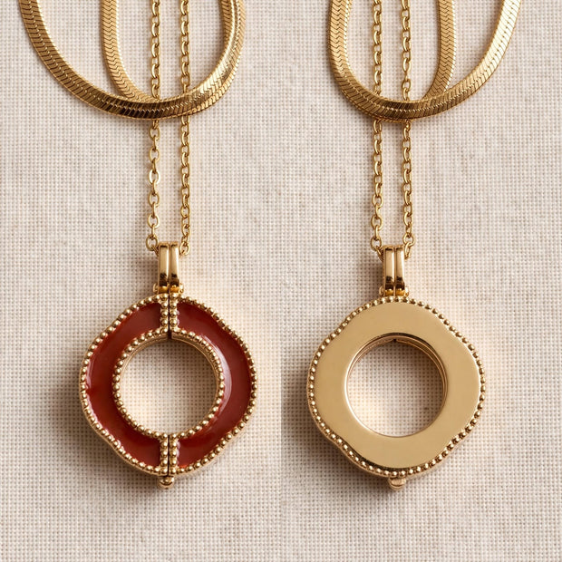 Scarlet Halo Layered Red Pendant Necklace