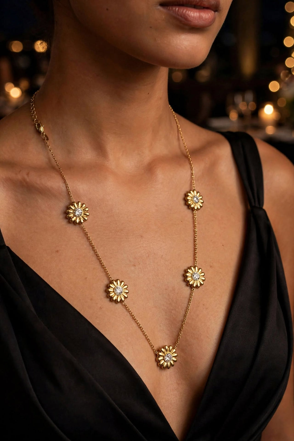 Golden Daisy Station Necklace